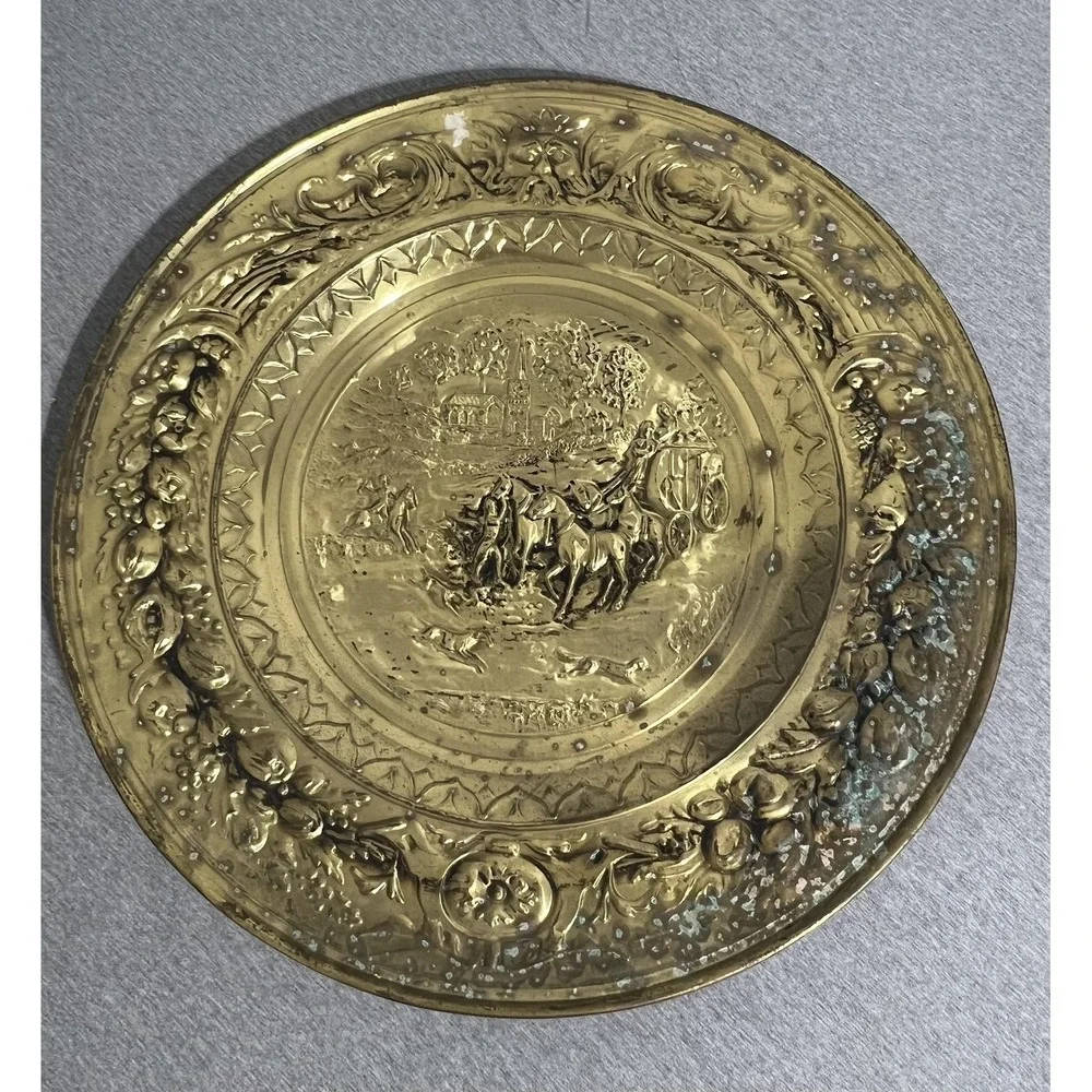 Vintage English Brass Charger Plate 23